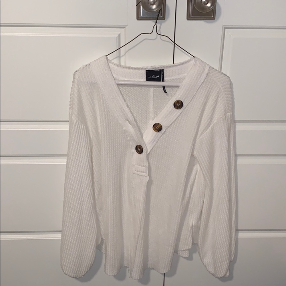 Urban Outfitters Long White Button Up Sweater